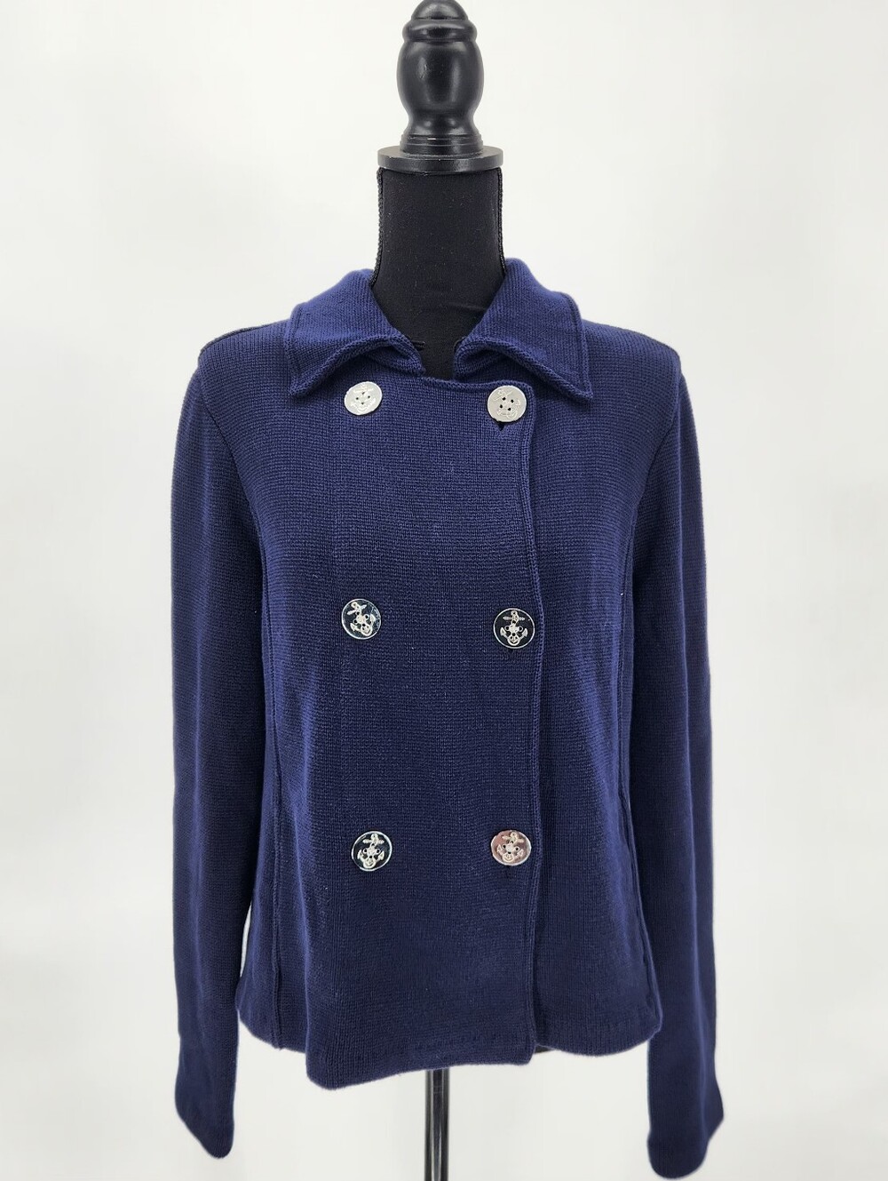 Lauren Ralph Lauren Double-Breasted Pea Coat Waffle Knit Nautical,old money.